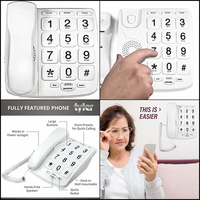 Telephone for Seniors- Large Button Landline Phone for Elderly with Loud Speaker