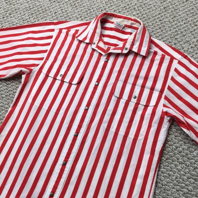 Paradise Beach Club Vintage Summer Shirt Size Small Red Striped Mervyns 80s