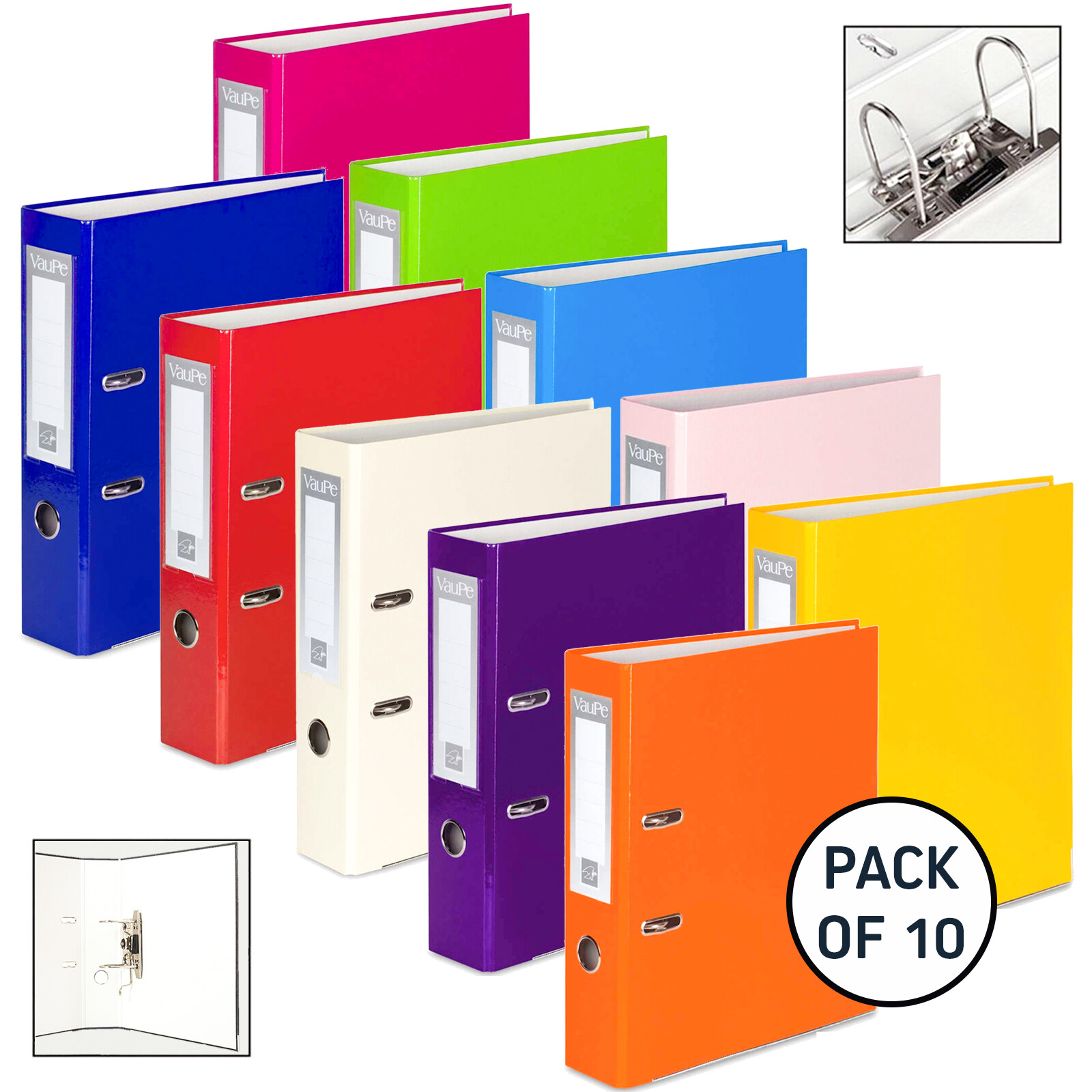 Lever Arch Files A4 Pack of 10 Folders Compressor Bar Ring Binder OfficeCentre® eBay