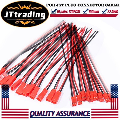 20/40 pairs for JST Plug Male &Female Connector 150mm Wire Cable RC Lipo Battery