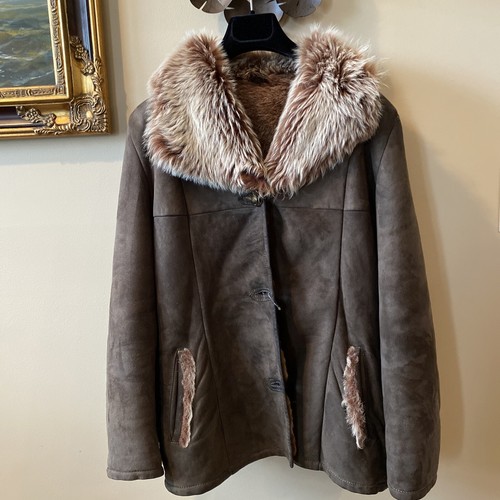 Y2K Vintage Shearling Fur Coat Pre-Own Sz PS Old Money Quiet