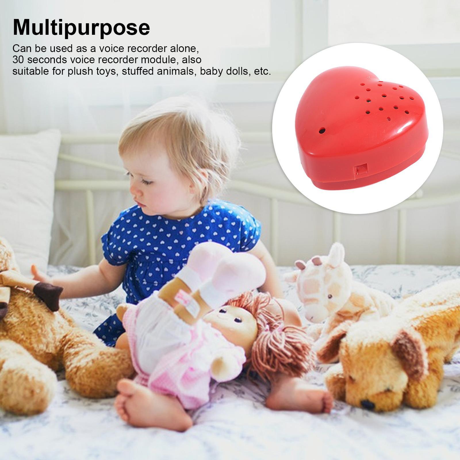 1-10Pcs Mini Heart shaped Voice Recorder for Stuffed 30 Second Sound Recorder