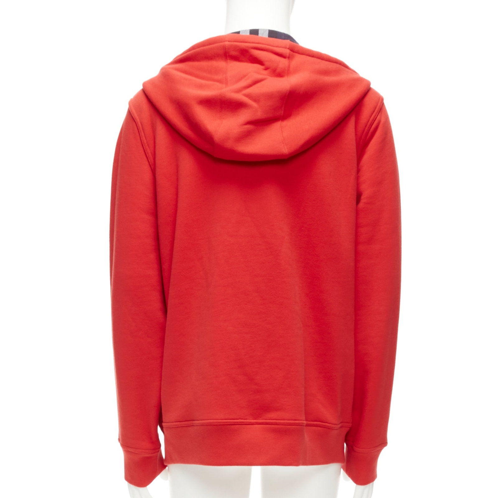 BURBERRY red cotton blend house check lined logo oversized