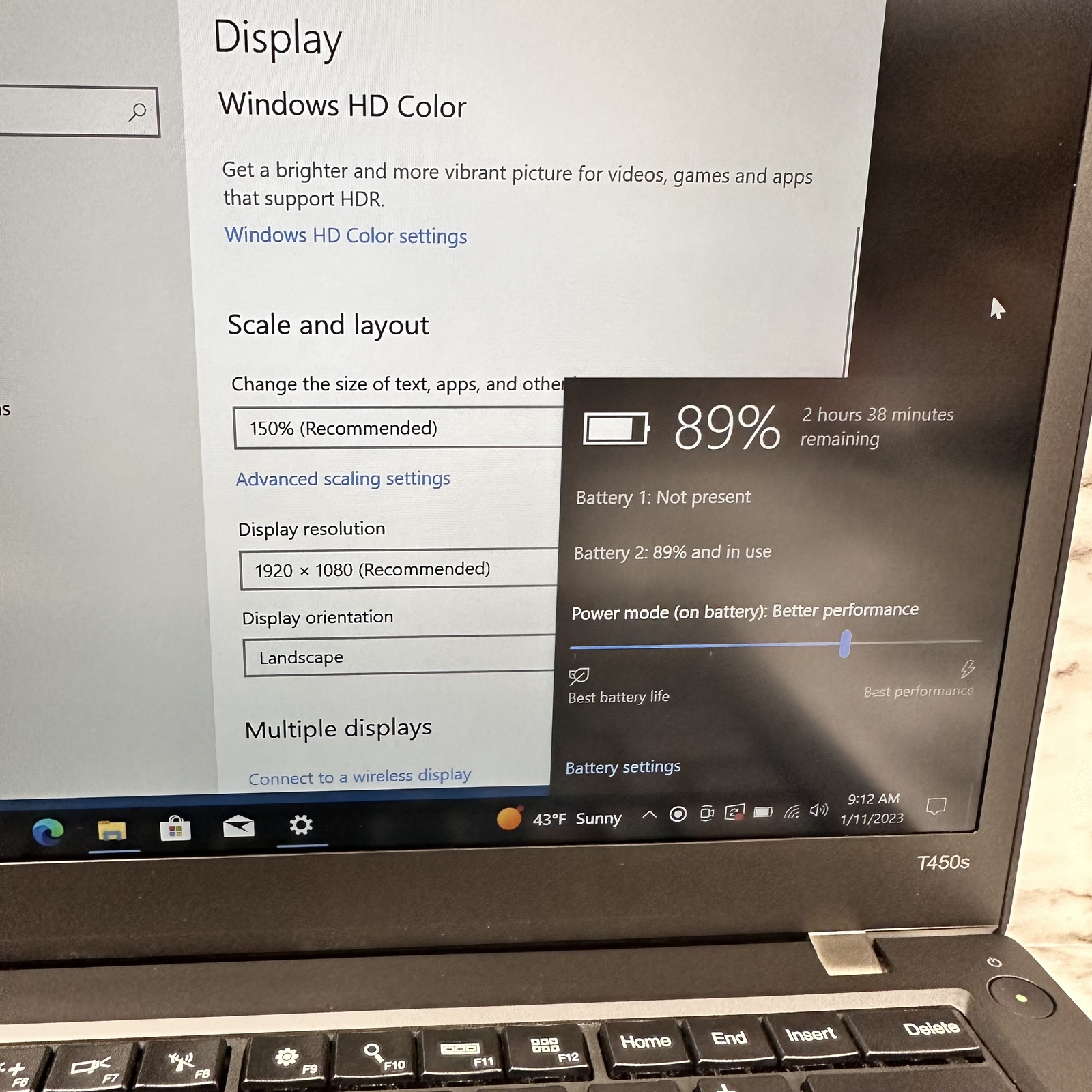 Lenovo ThinkPad T450S i5-5300U 2.30GHz 8GB RAM 1TB HDD Intel HD 5500 Win 10 Pro - Picture 10 of 12