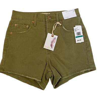 Jessica Simpson Shorts Infinite High Waist Olive Size 24 Fray Hem Distress