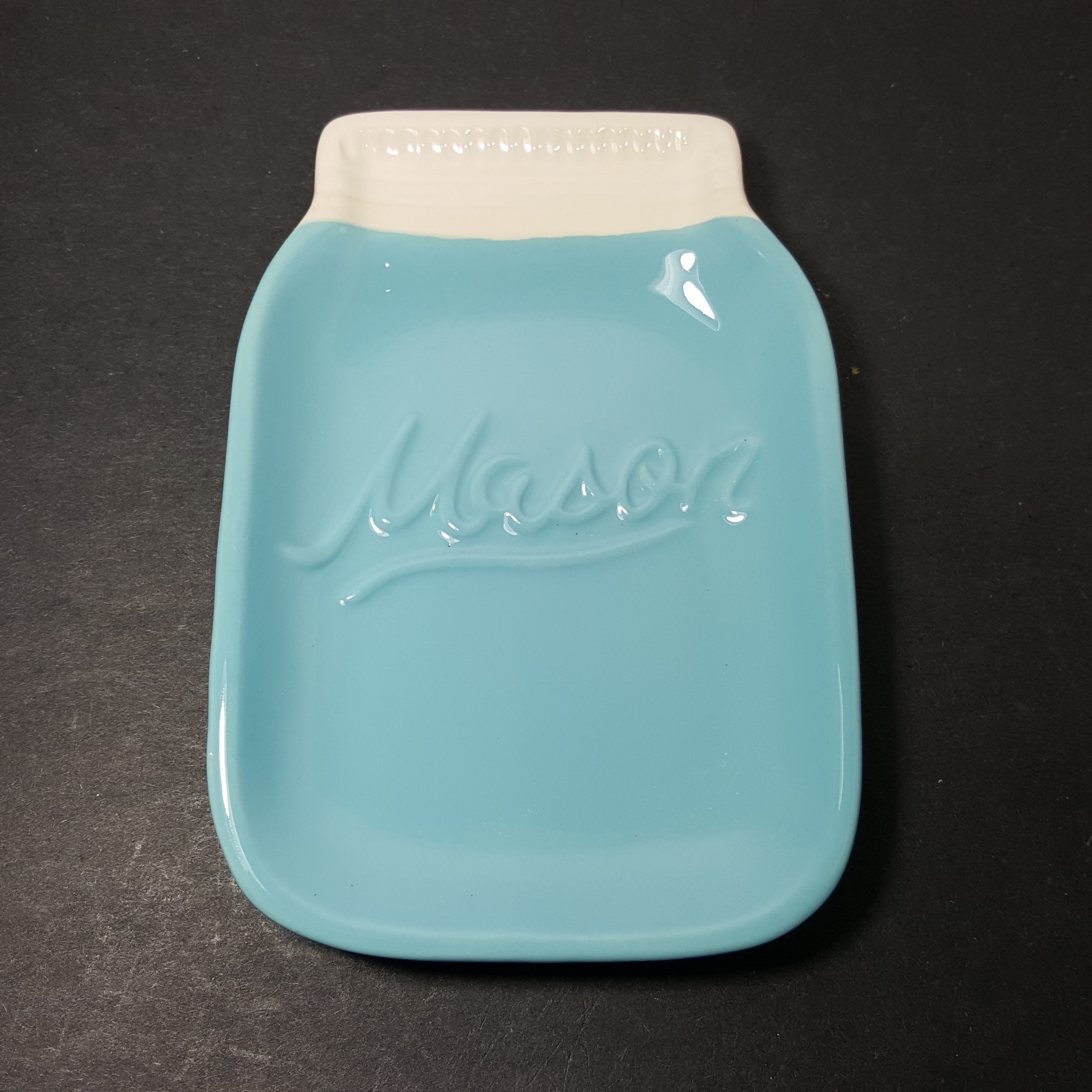 Mason Jar Ceramic Spoon Rest Blue Aqua Mainstays
