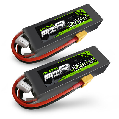 2X OVONIC 3S Lipo Battery 11.1V  3 Cell 2200mAh LiPo XT60 for Freewing Jet Plane