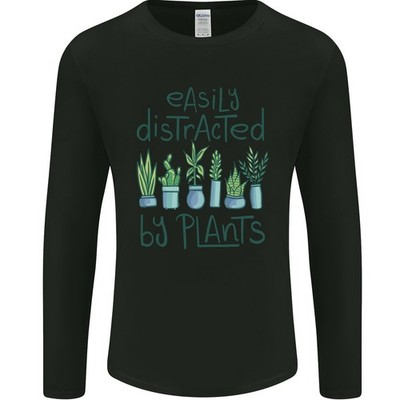 Fácilmente Distraído Por Plantas Botanist Divertido Hombre Camiseta Manga Larga