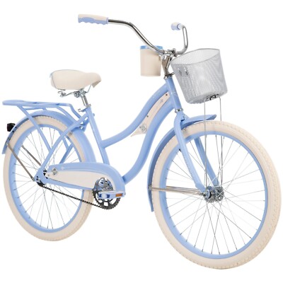 Huffy Deluxe 24'' Cruiser Bike, Comfort Saddle, Basket, Comfort Grips, Rear Rack
