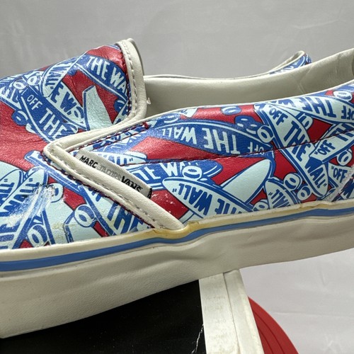 Pre-owned Vans Marc By Marc Jacobs X  Slip On Logo Skate Shoe Sneakers Sz 12 Us Blue Red
