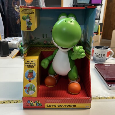 World of Nintendo Let's Go Yoshi Super Mario Jakks Pacific Interactive 12'' 2022