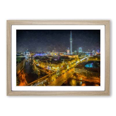 Berlin Germany Skyline In Abstract Wall Art Print Framed Canvas Picture Poster