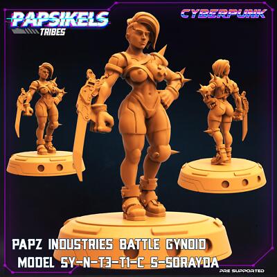 3D Printed Papsikels Cyberpunk Sci-Fi Papz Battle Gynoid SY-N-T3-TI-C Sorayda -