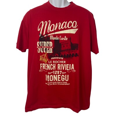 Monaco Monte Carlo French Riviera T Shirt XL Red Monte Carlo Casino Yacht Club