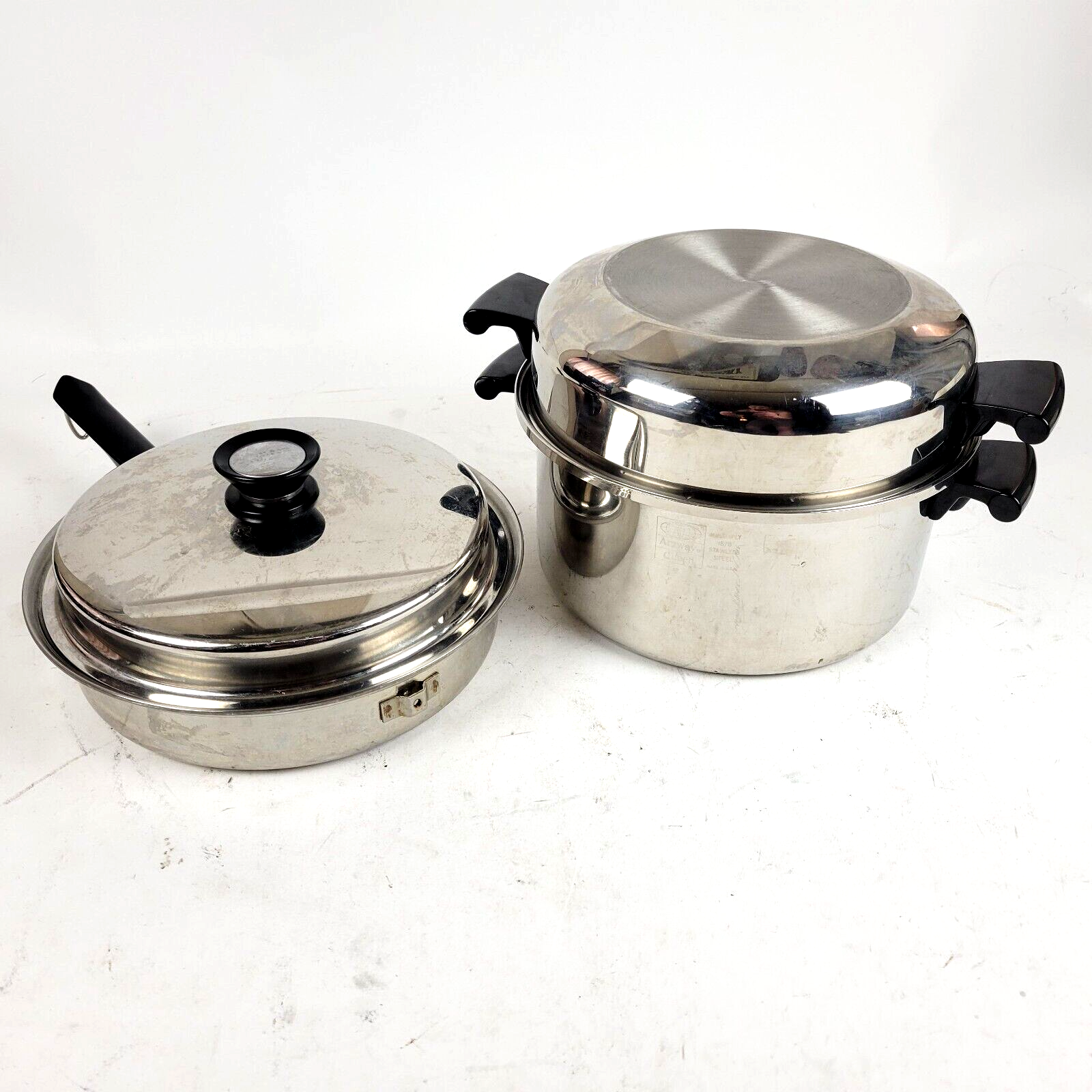 VTG 4pc Amway Queen 5 Ply Stainless Steel 6 Qt Stock Pot