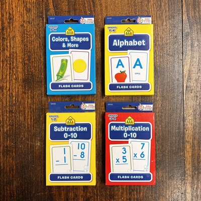 School Zone Flashcards Alphabet, Numbers, Games, Colors, Shapes - 4 PACKS