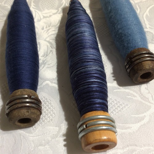 Antique Wood Wooden Tall Bobbin Spools Lot of 3