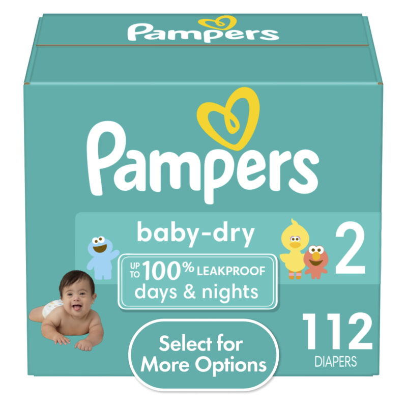 Pampers Baby Dry Diapers Size 2, 112 Count (Select For More Options)