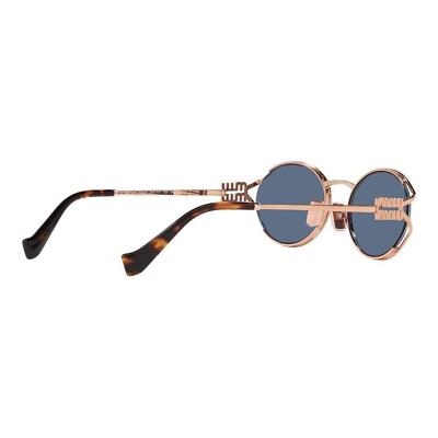 Pre-owned Miu Miu Mu52ys Zvf1v1 Rose Gold Havana Blue Lens Women Sunglasses Authentic