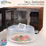 Large Microwave Cover for Food - Splatter Guard Lid - Cake Stand Cover - Size 11.5 In x 5 In Tall - Easy Grip Handle with Steam Vented Holes - BPA Free and Dishwasher Safe | Clear Plastic