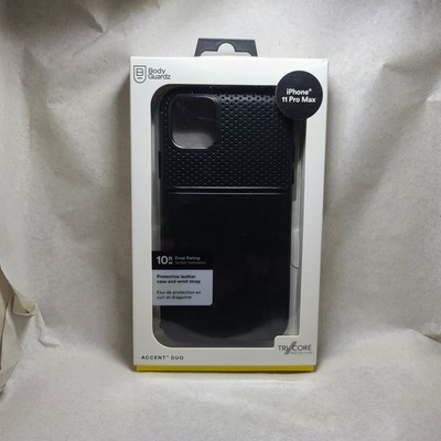 BodyGuardz Accent Duo Genuine Leather Case for Apple iPhone 11 Pro Max Black