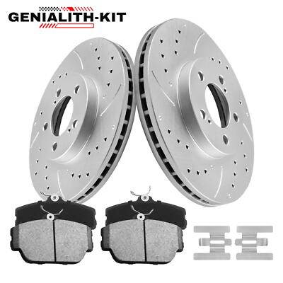 Front Drilled Rotors + Ceramic Brake Pad For 2001 2002 2003 04-2007 Ford Taurus