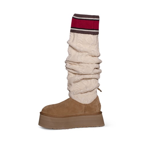 Pre-owned Ugg Classic Sweater Letter Tall Chestnut Sheepskin Women's Boots Size Us 8 In Brown
