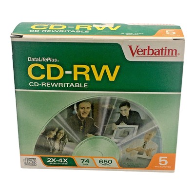 Verbatim DataPlus CD-RW CD Rewritable NEW 5 Pack 650 MB 74 Min