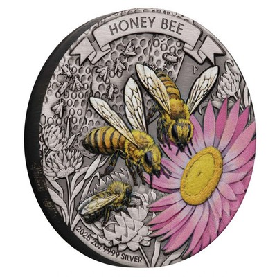 Australien 2 $ 2025 HONEY BEE 2 Oz Silber Color AF  mit OVP