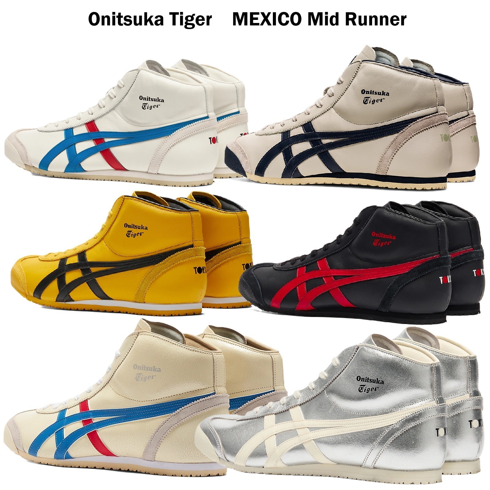 Onitsuka Tiger MEXICO Mid Runner 1183B577. BLACK SILVER