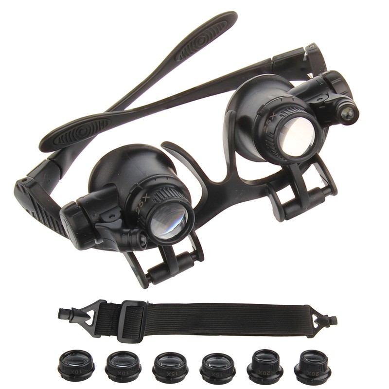 10/15/20/25x Lupenbrille LED Vergrößerungsglas Lupen Uhrmacher Juwelier Brille