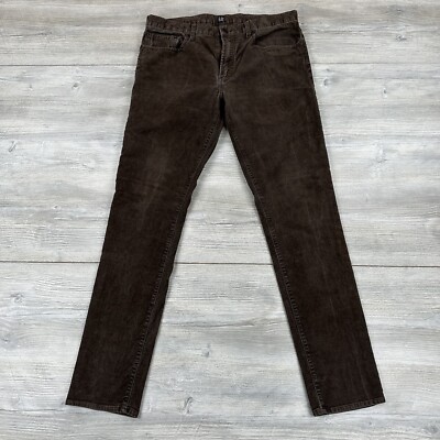 Gap Denim Pants Ments 36x34 Chocolate Brown Corduroy 5 Pocket Skinny Stretch