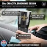 Team Fan Apparel NFL 30oz Gameday Stainless Steel Tumbler, Insulated For Hot and Cold, Slider Lid, Silicone Grip, Officially Licensed (New Orleans Saints - Black)