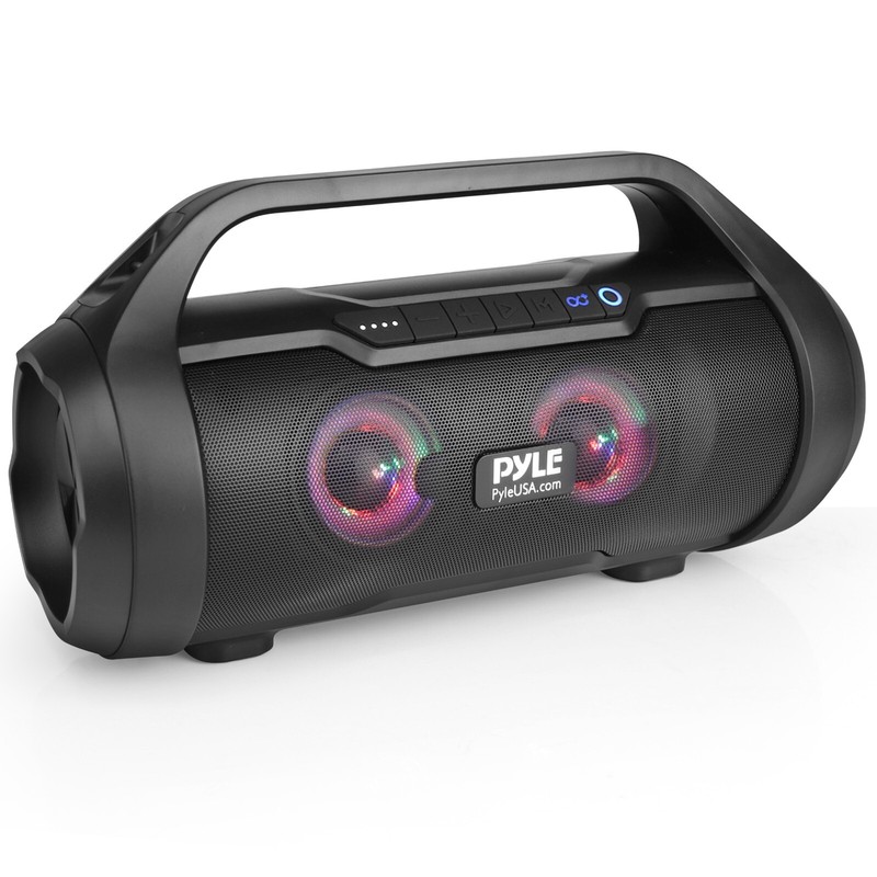 Pyle Bluetooth BoomBox Speaker System W/Built-in RGB Lights, FM Radio