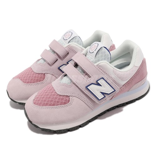 

New Balance 574 Широкий NB Розовый Белый Ремешок Дети Дошкольная Повседневная Обувь PV574DH2-W, 574 Wide