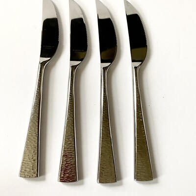 4 Dinner Knives BISCAYNE Gorham 18/10 Stainless Steel Flatware Glossy Vietnam