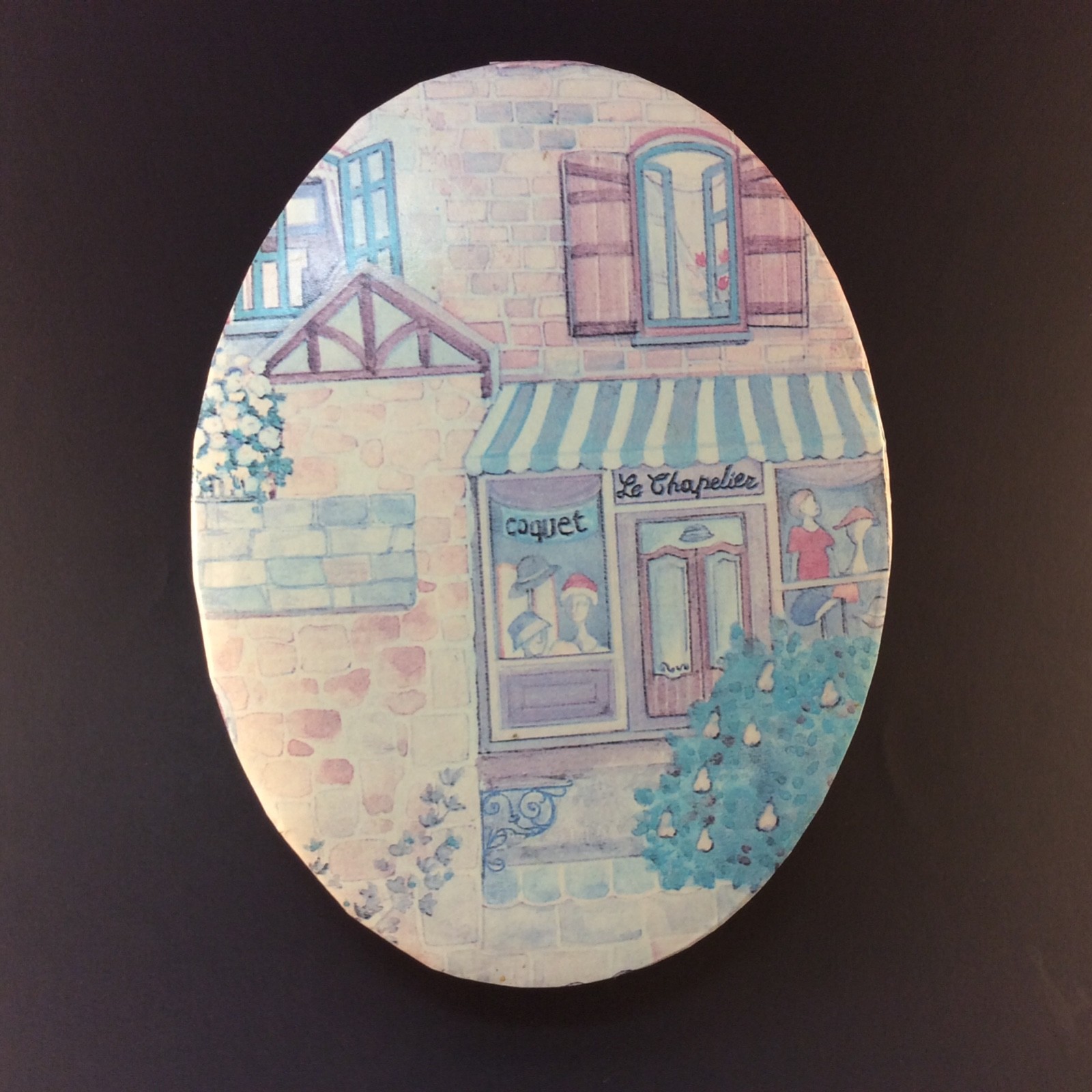 Oval Stacking Nesting Boxes French Village Papers Made in Italy “Markings”