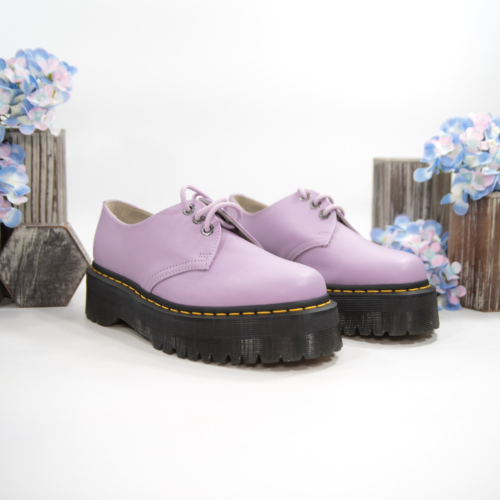 Purple　Dr. Martens ブラックレザー ローファー Dr Martens☆PENTON☆ローファー☆花柄 (Dr.Martens/ローファー