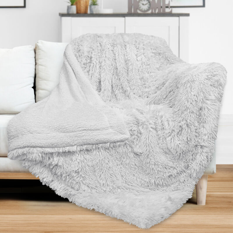 Luxurious Faux Fur Blanket Soft Warm Fluffy Sherpa Sofa Throw Shaggy Soft Plush