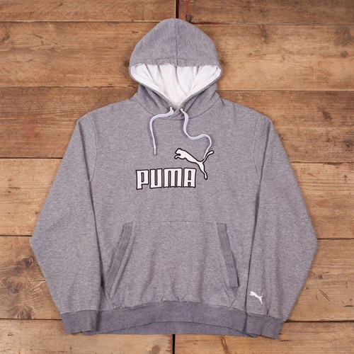 Mens Vintage Puma Grey Spell Out Hooded 