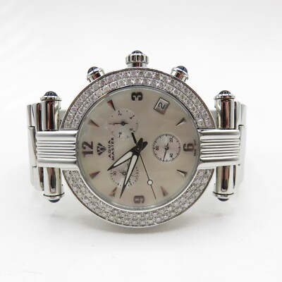Aqua Master Chronograph Mother of Pearl Dial Diamond Bezel 43mm Watch Stainless