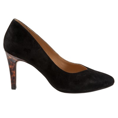 Женские черные кожаные туфли-лодочки-слипоны Trotters Angie T2050-003 на высоком каблуке