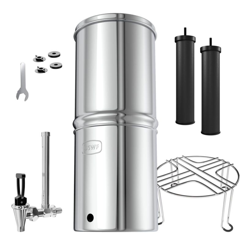 Uswf Gravity Fed 2.25 Gal. Stainless Steel Water Filtration System