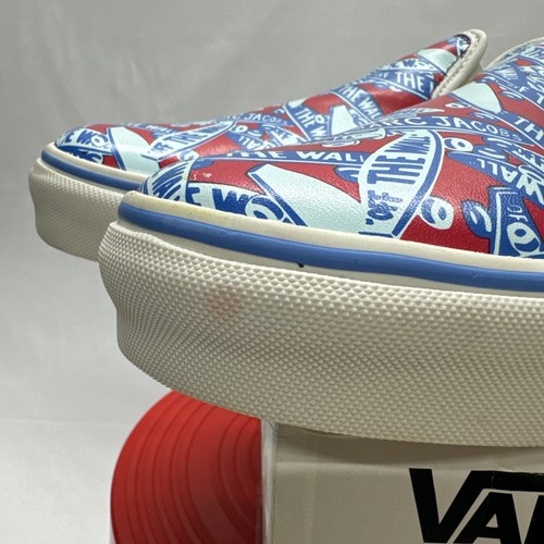 Pre-owned Vans Marc By Marc Jacobs X  Slip On Logo Skate Shoe Sneakers Sz 12 Us Blue Red