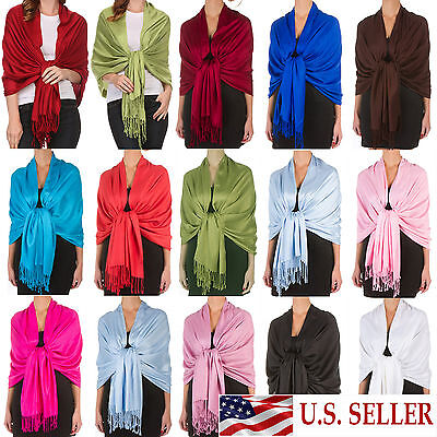 Soft Silky Solid Pashmina Scarf Shawl Wrap Evening Wedding Bridesmaid Cashmere