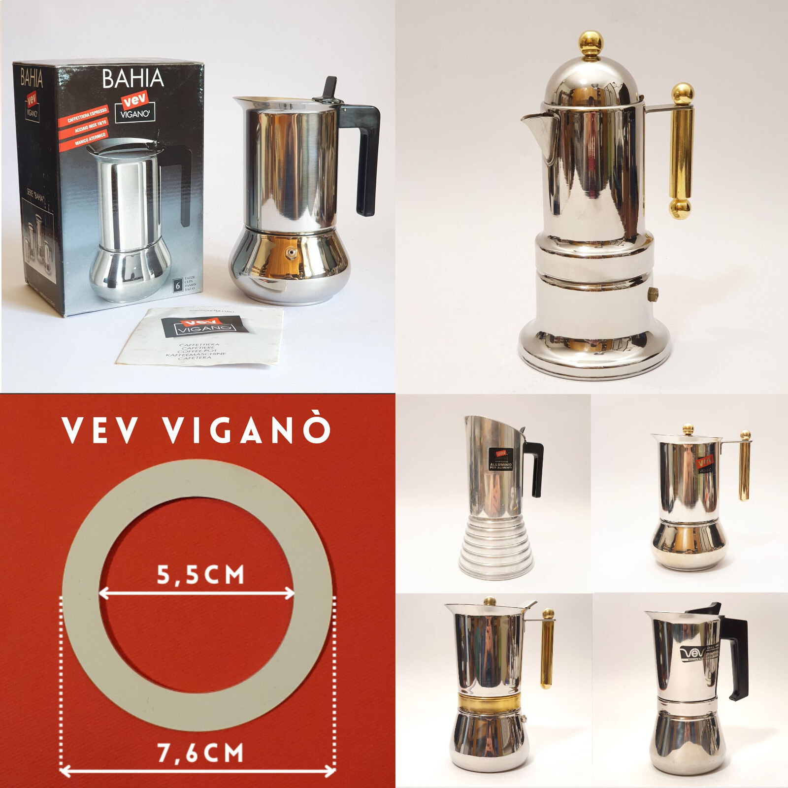 Vintage Vev Viganò 6 Cups Kontessa Vespress Bahia Coffee Vintage Vev Viganò 6 Cups Kontessa Vespress Bahia Coffee