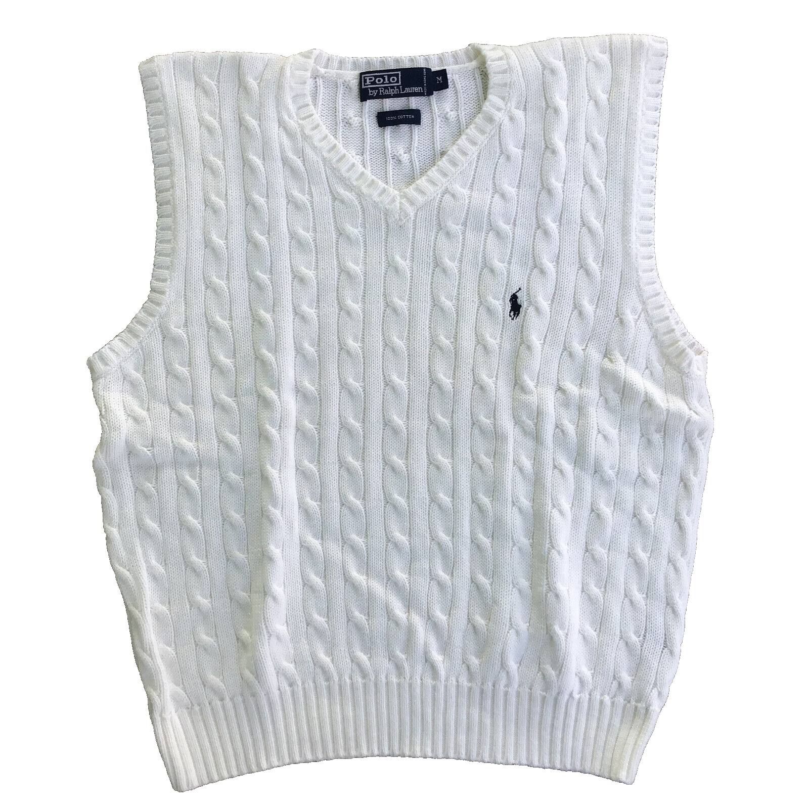 VTG Polo Ralph Lauren Sweater Vest Mens Medium Off White