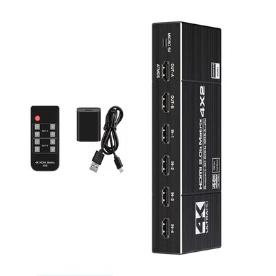 4K HDMI Matrix Switcher Splitter 4x2 4 In 2 Output Audio Out Downscaling Support