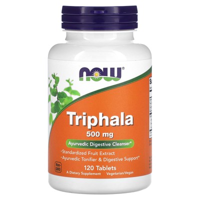 Now Foods Triphala 500 мг 120 таблеток с гарантией качества GMP, веганский, вегетарианский
