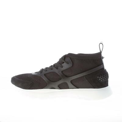 Pre-owned Valentino Garavani Valentino Men Shoes Black Stretch Fabric And Leather Sound High Sneaker Py0s0a57